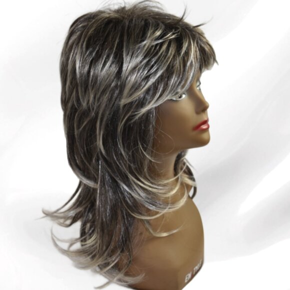 Hivision 100% Synthetic Long Two Tone Gray Layered Wig - Picture 4 of 6